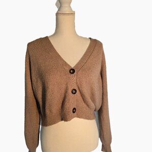 Mocha Mousse Cropped Cardigan Size M